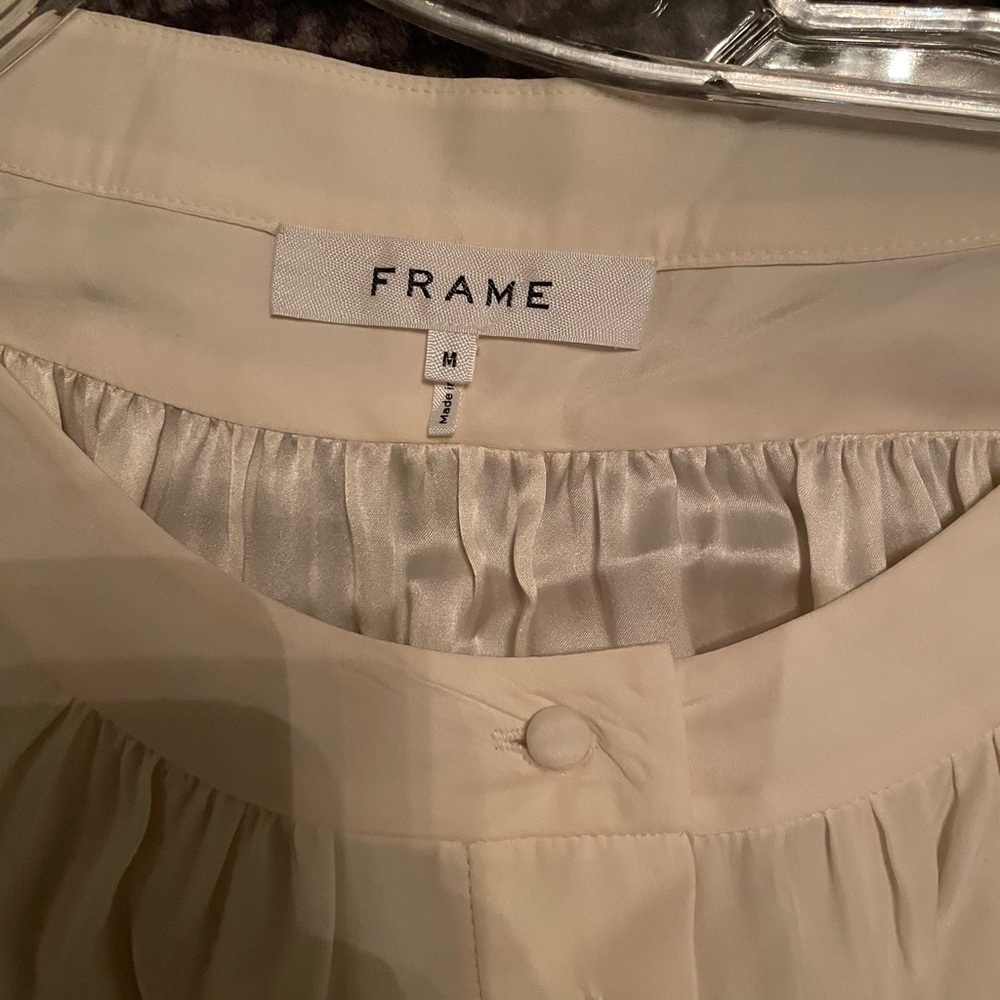 Frame Silk Off White Blouse Size Medium - Picture 4 of 6